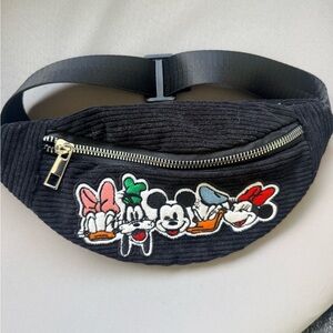 Disney Black Corduroy Kids Waist Pack with Classic Character Embroidery